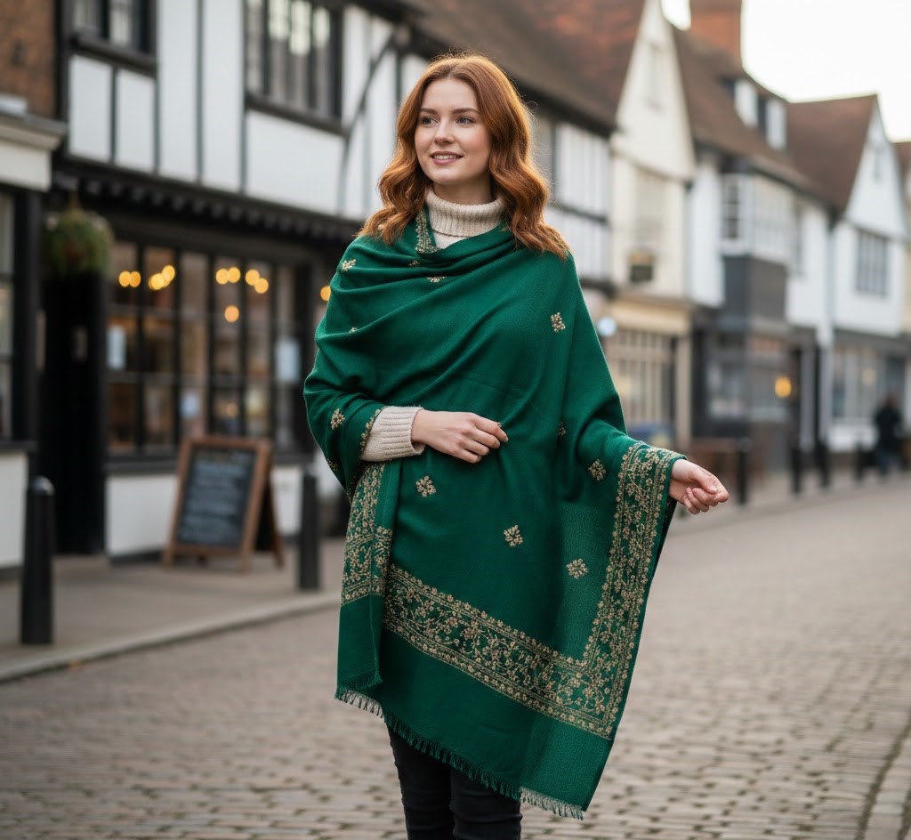 Authentic Green Kashmiri Pashmina Shawl
